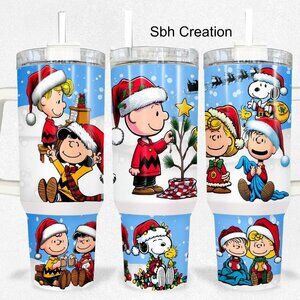 40oz Charlie brown christmas stanley style insulated tumbler